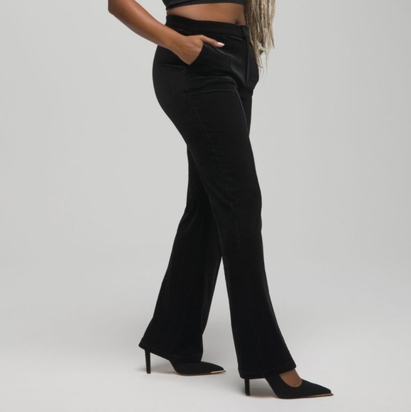 Good American Black Velour Dress Up And Down Pant - Picture 1 of 9